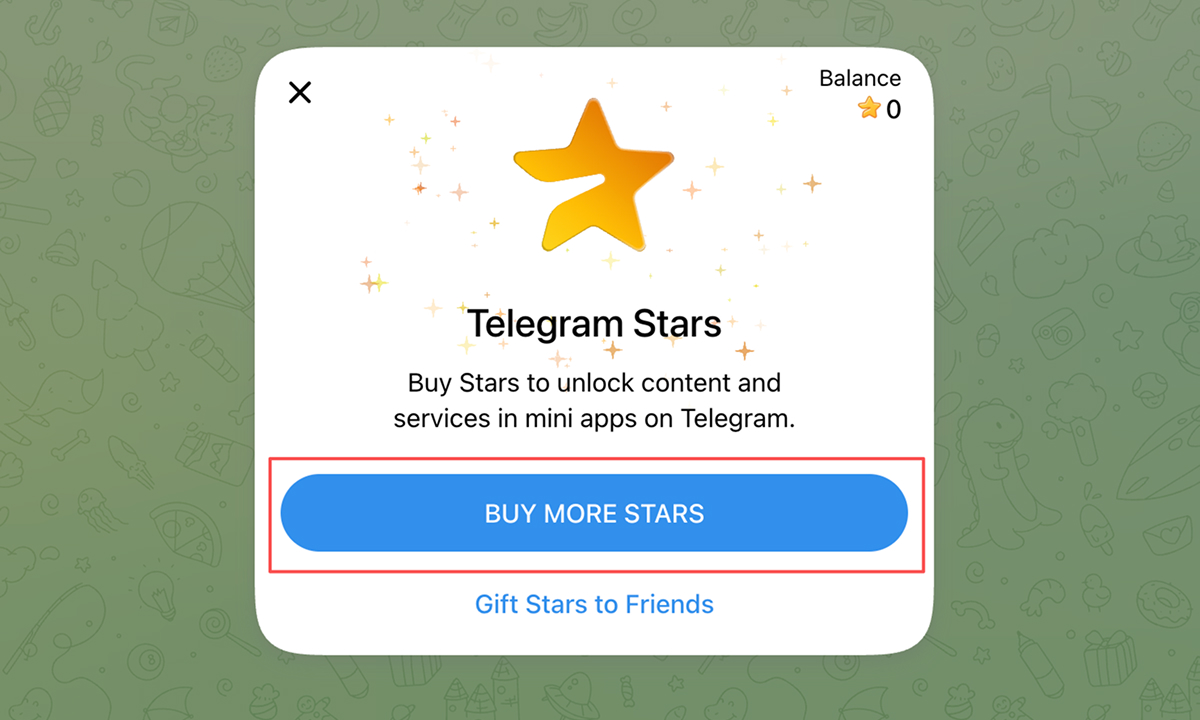 Passo 4: tocca BUY MORE STARS
